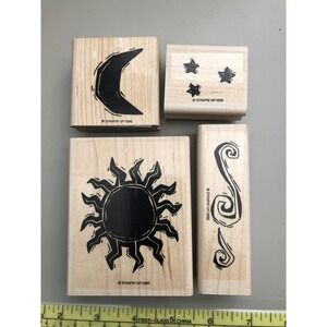 Stampin Up 1995 Celestial Rubber Stamps‎ 4 Piece